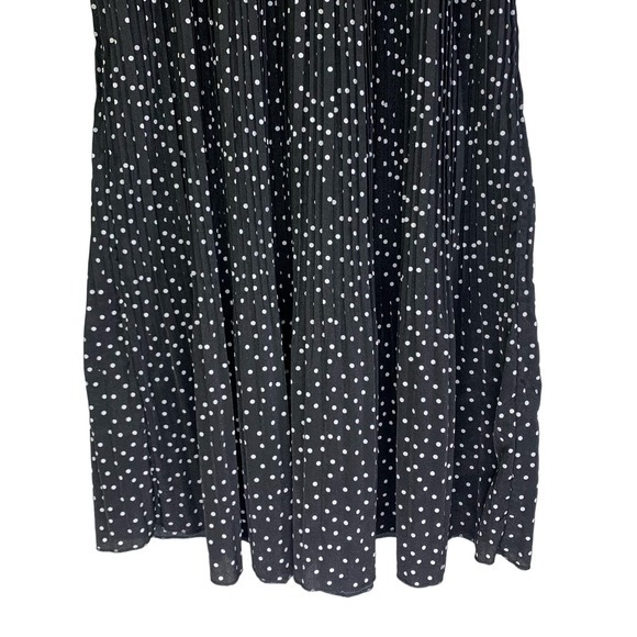 EXLURA Black & White Polka‎ Dot Pleated Ruffle Midi Skirt - Picture 5 of 13